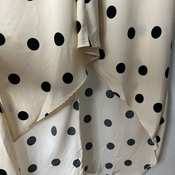 A NEW DAY Hi LO Polka Dot Maxi Dress Beige Creme Short Sleeves BNWT Medium Dress - Picture 5 of 7